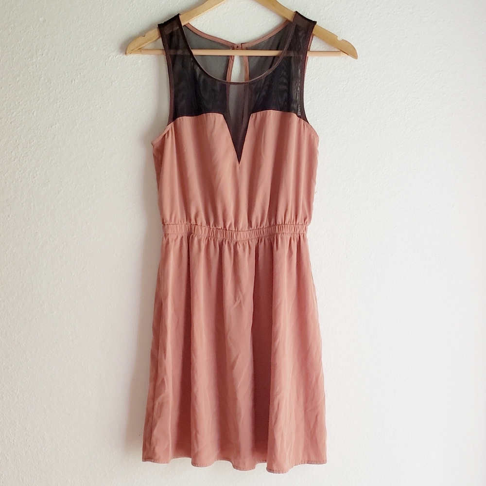 Nordstrom Lush Mini Dress Blush and Sheer Black Medium